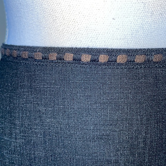 ANN TAYLOR ACCORDION PLEATS DROP WAIST CHARCOAL GREY/BLACK SWING SKIRT - Picture 2 of 12